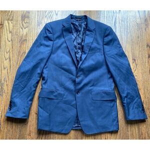 Psycho Bunny Blazers Mens Size 40L Navy Blue 100% Wool 2 Button Jacket